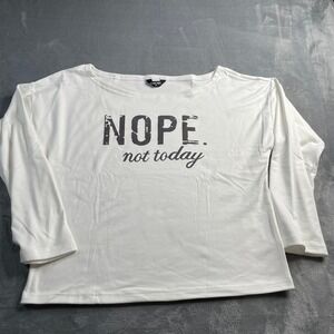 CHICME Women's White Graphic Drop Shoulder Top Gray Pants Casual Set Size Medium